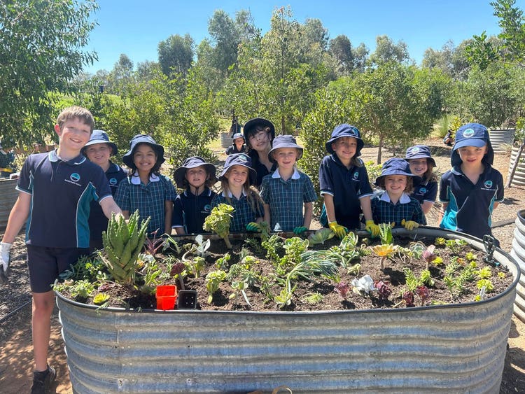 Students having fun in the garden